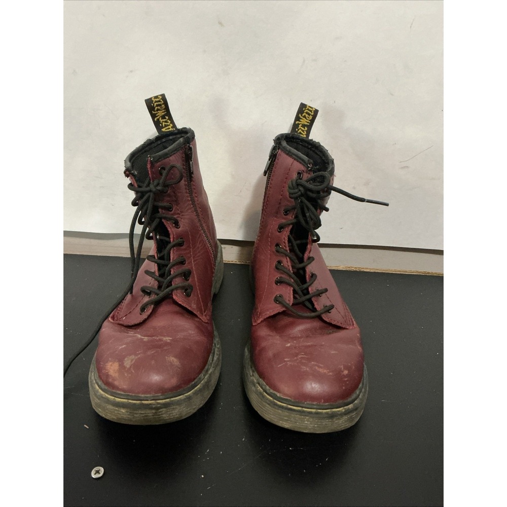 Dr. Martens Delaney 1460 Cherry Red Leather Combat Boots Kids Size 4 Womens 5